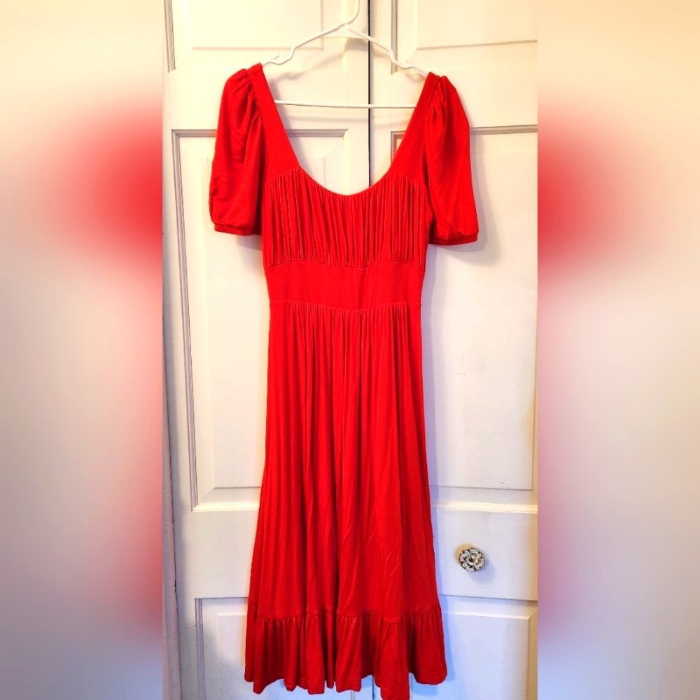Anthropologie M Red Jersey Dress